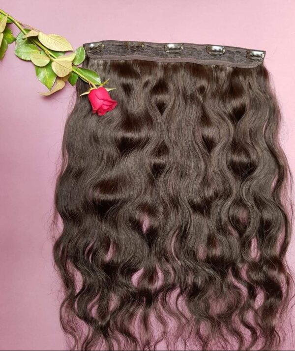 natural black body wave clip in hair wigs